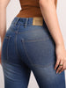 Women's Blue Mid Rise Bootcut Fit Washed Jeans Stretchable