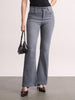 Women's Grey Mid Rise Bootcut Fit Washed Jeans Stretchable