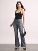Women's Grey Mid Rise Bootcut Fit Washed Jeans Stretchable