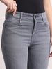 Women's Grey Mid Rise Bootcut Fit Washed Jeans Stretchable