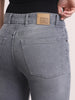 Women's Grey Mid Rise Bootcut Fit Washed Jeans Stretchable