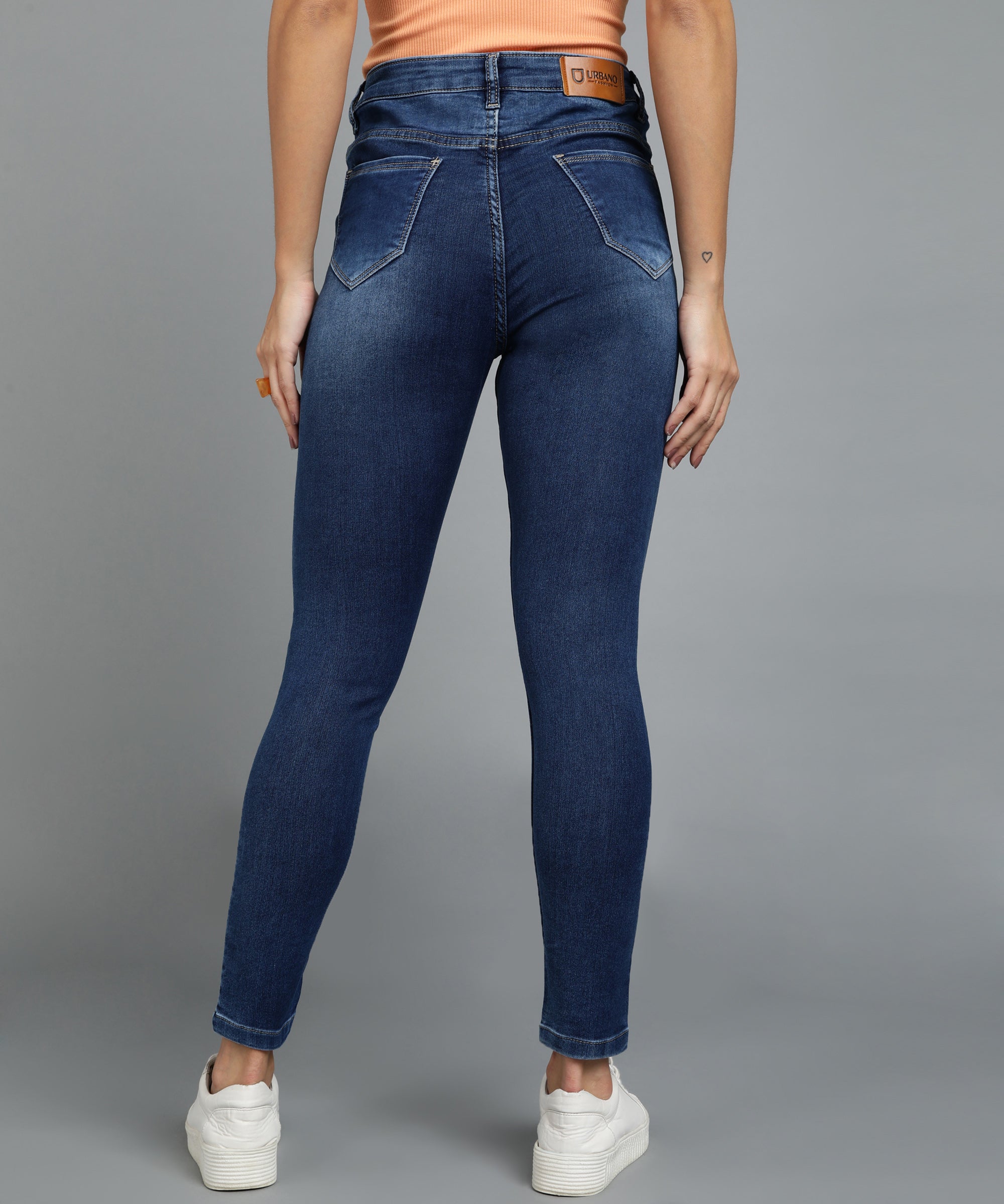 Women's Dark Blue Skinny Fit Washed Jeans