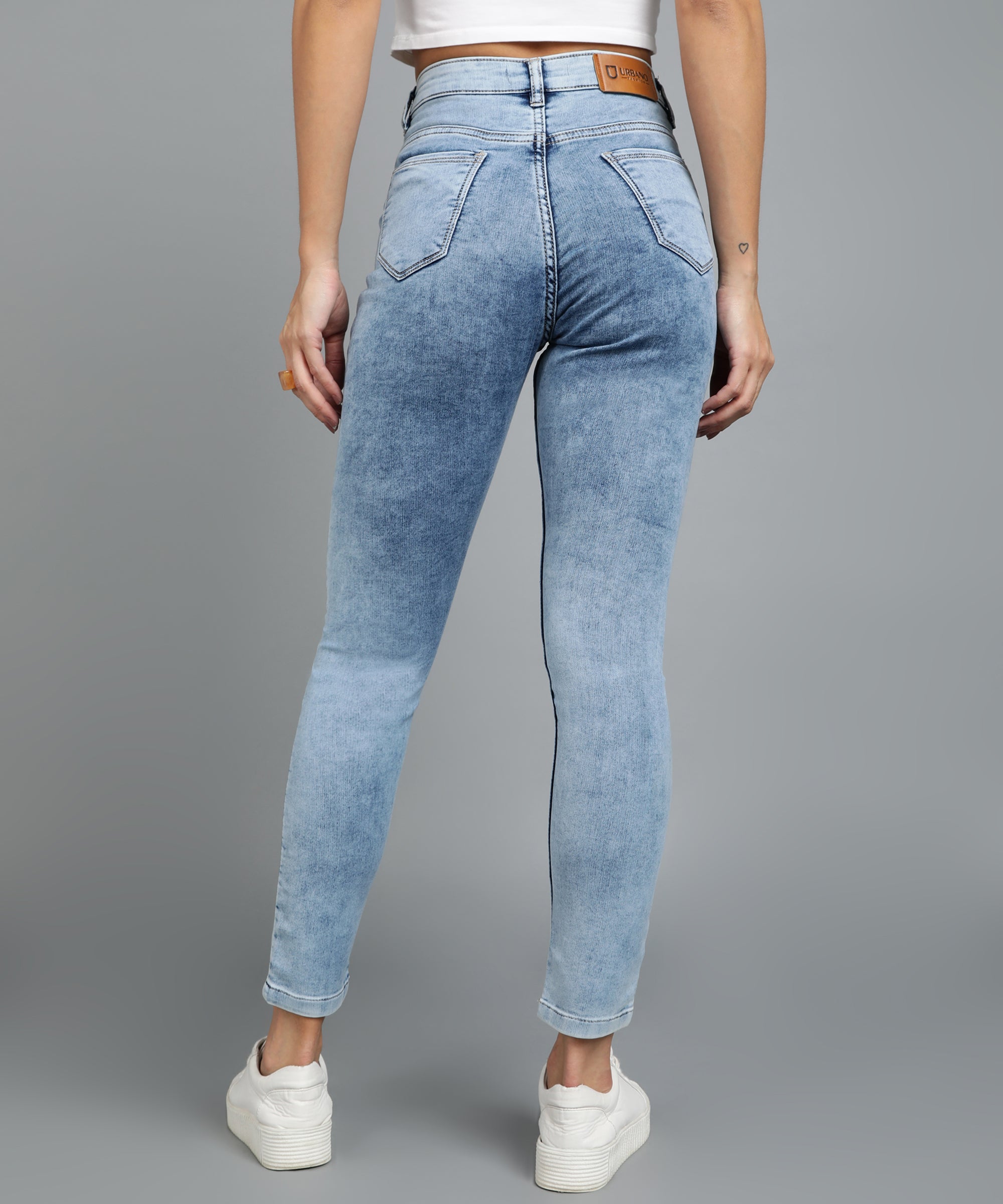 Women's Light Blue Skinny Fit Washed Jeans