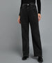 Women's Black Regular Fit Wide Leg Washed Jeans