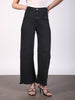 Women's Black Wide Leg Fit Washed Jeans