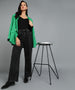 Women's Black Regular Fit Wide Leg Washed Jeans