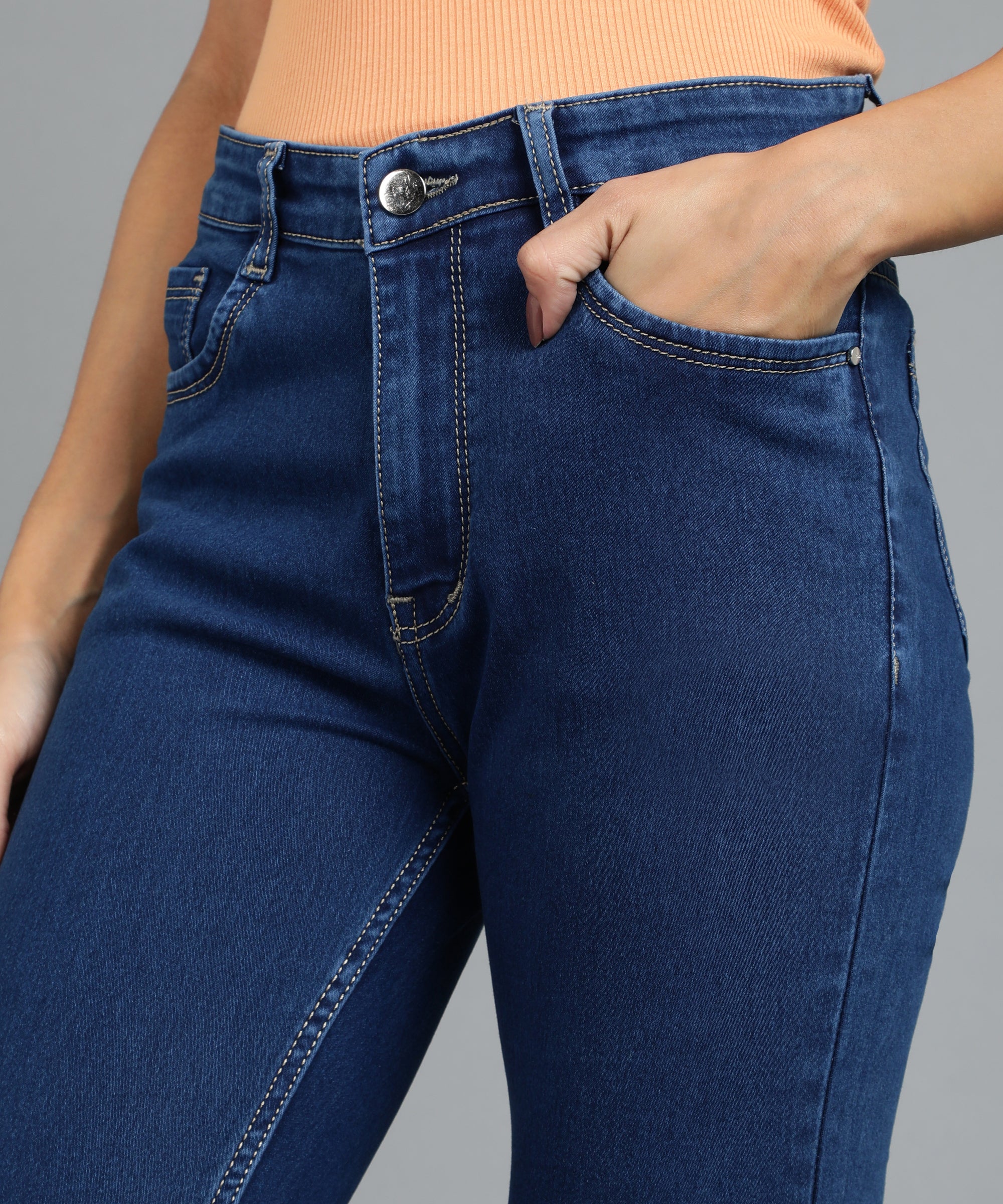 Women's Blue Slim Fit Washed Jeans