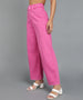 Women's Pink Regular Fit Wide Leg Washed Jeans