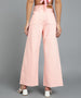 Women's Orange Regular Fit Wide Leg Washed Jeans