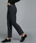 Women's Black Regular Fit Wide Leg Washed Jeans