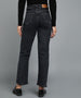 Women's Black Regular Fit Wide Leg Washed Jeans