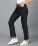 Urbano Fashion Women's Black Regular Fit Wide Leg Washed Jeans