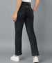 Urbano Fashion Women's Black Regular Fit Wide Leg Washed Jeans