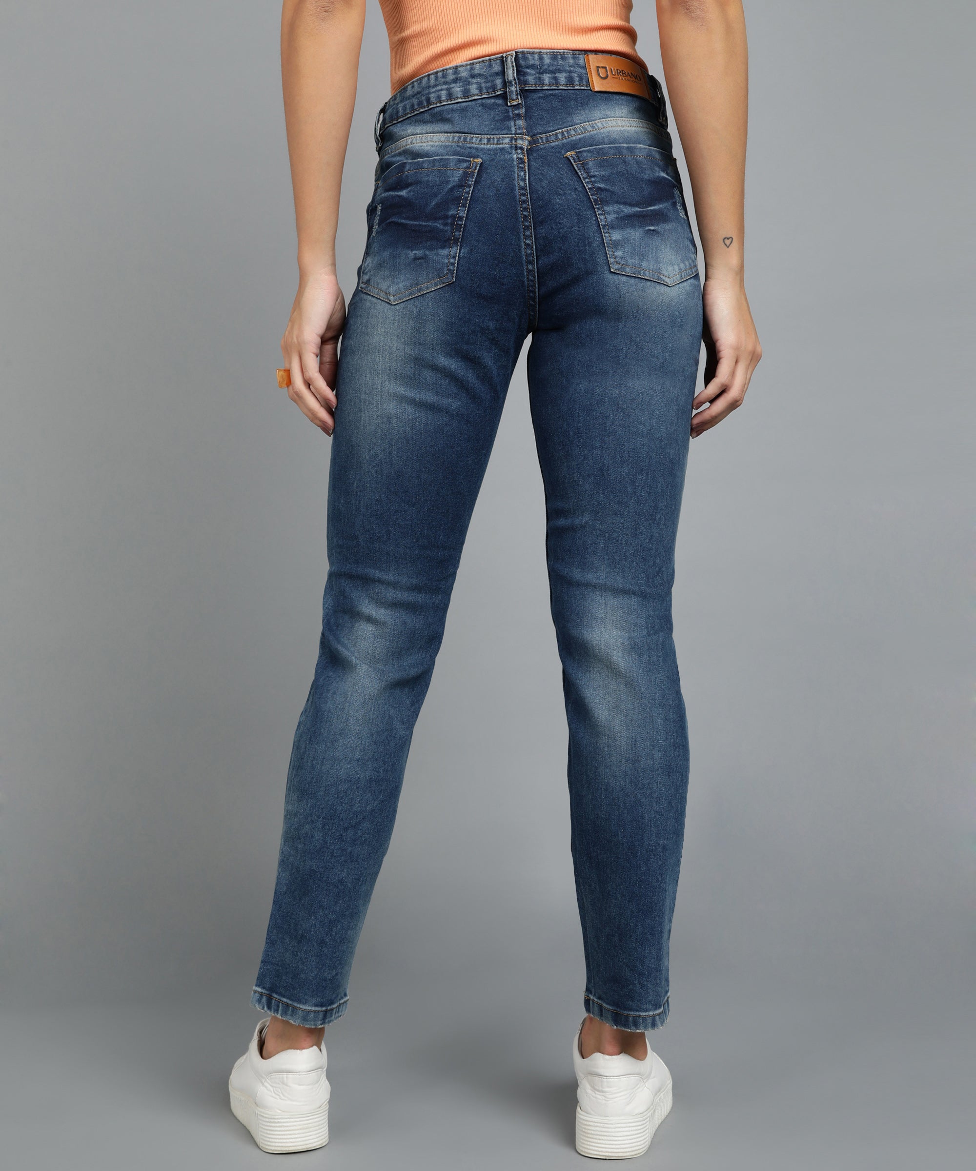Women's Blue Boyfriend Fit Washed Jeans