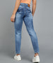 Women's Light Blue Boyfriend Fit Washed Jeans