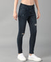 Women's Blue Torn/Mild Distressed Skinny Fit Washed Jeans