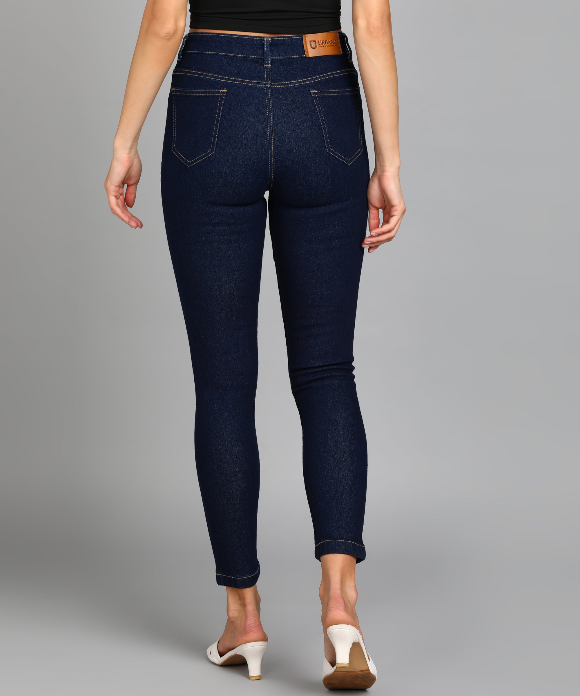 Women's Dark Blue Skinny Fit Washed Jeans