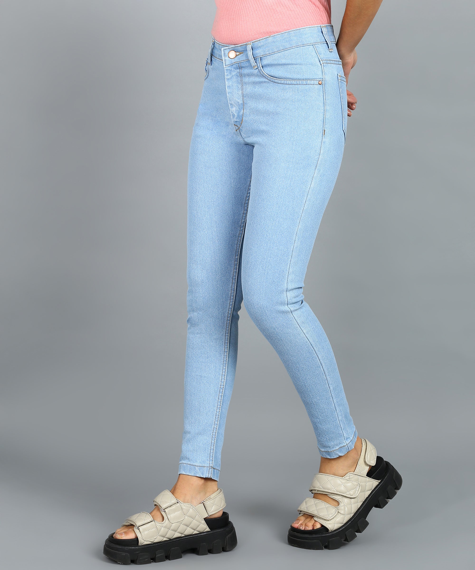 Urbano Fashion Women's Blue Skinny Fit Washed Jeans
