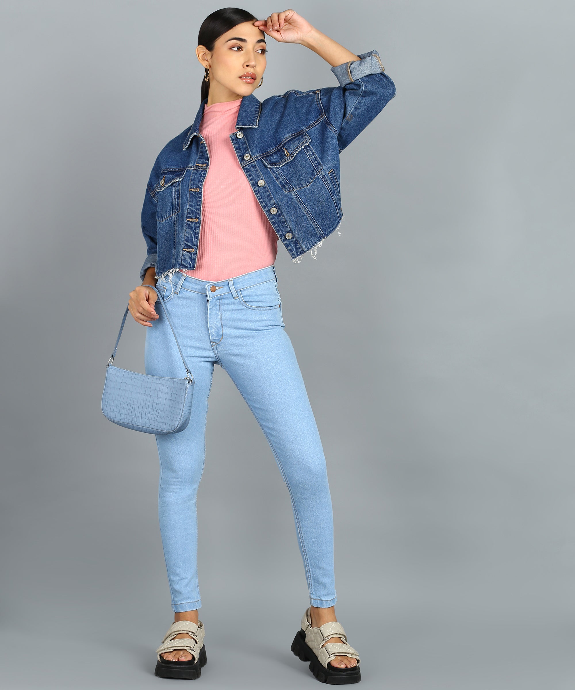Urbano Fashion Women's Blue Skinny Fit Washed Jeans
