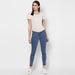 Women's Blue Side Striped Skinny Fit Jeans Stretch