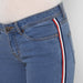 Women's Blue Side Striped Skinny Fit Jeans Stretch
