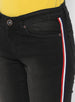 Women's Black Side Striped Skinny Fit Jeans Stretch