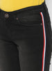 Women's Black Side Striped Skinny Fit Jeans Stretch