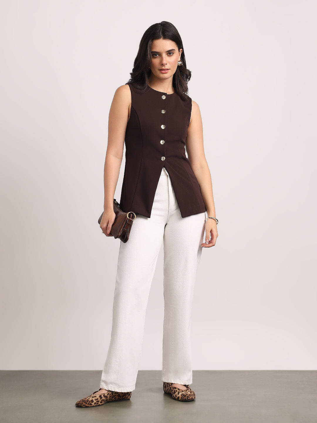 Women's White High Rise Straight Fit Washed Jeans Non-Stretchable