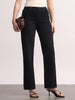 Women's Black High Rise Straight Fit Washed Jeans Non-Stretchable