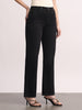 Women's Black High Rise Straight Fit Washed Jeans Non-Stretchable