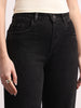 Women's Black High Rise Straight Fit Washed Jeans Non-Stretchable