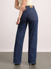 Women's Dark Blue High Rise Straight Fit Washed Jeans Non-Stretchable