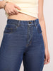 Women's Dark Blue High Rise Straight Fit Washed Jeans Non-Stretchable