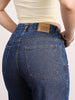 Women's Dark Blue High Rise Straight Fit Washed Jeans Non-Stretchable