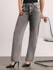 Women's Ice Grey High Rise Straight Fit Washed Jeans Non-Stretchable