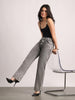 Women's Ice Grey High Rise Straight Fit Washed Jeans Non-Stretchable