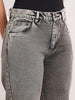 Women's Ice Grey High Rise Straight Fit Washed Jeans Non-Stretchable