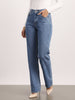 Women's Light Blue High Rise Straight Fit Washed Jeans Non-Stretchable