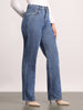 Women's Light Blue High Rise Straight Fit Washed Jeans Non-Stretchable