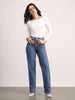 Women's Light Blue High Rise Straight Fit Washed Jeans Non-Stretchable