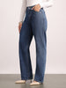 Women's Blue High Rise Straight Fit Washed Jeans Non-Stretchable