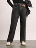 Women's Grey High Rise Straight Fit Washed Jeans Non-Stretchable
