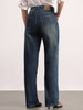 Women's Dark Blue High Rise Straight Fit Washed Jeans Non-Stretchable