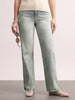 Women's Ice Blue High Rise Straight Fit Washed Jeans Non-Stretchable