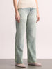 Women's Ice Blue High Rise Straight Fit Washed Jeans Non-Stretchable