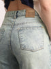 Women's Ice Blue High Rise Straight Fit Washed Jeans Non-Stretchable