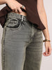 Women's Ice Grey High Rise Straight Fit Washed Jeans Non-Stretchable