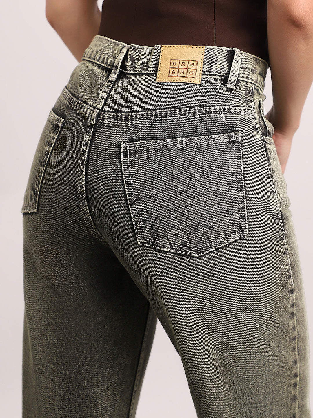 Women's Ice Grey High Rise Straight Fit Washed Jeans Non-Stretchable