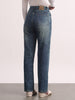 Women's Blue High Rise Straight Fit Washed Jeans Non-Stretchable