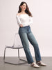 Women's Blue High Rise Straight Fit Washed Jeans Non-Stretchable